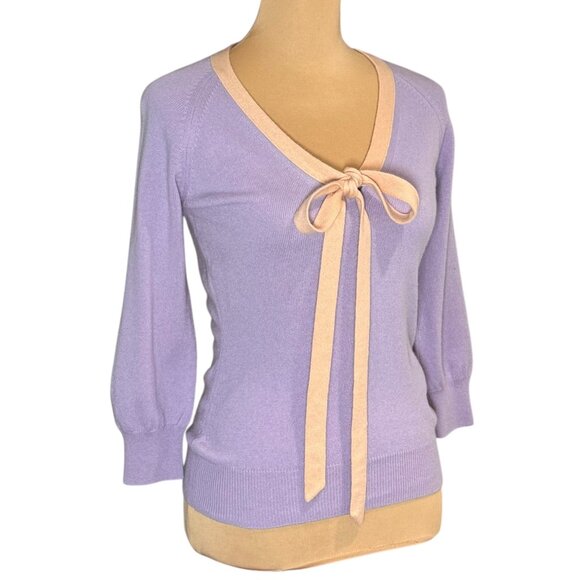 Authentic VTG Dolce & Gabbana Cashmere Sweater Sz 6 Purple Bow Coquette - Picture 12 of 12
